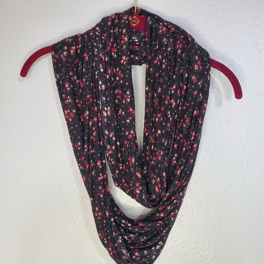 Infinity Floral Red Black Scarf